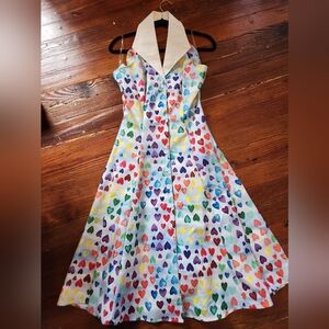 Unique Vintage Rainbow Heart Sailor Dress